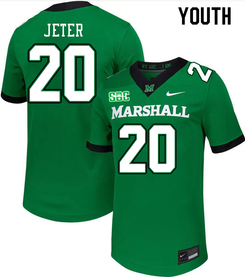 Youth #20 TaShawn Jeter Marshall Thundering Herd SBC Conference College Football Jerseys Stitched-Gr